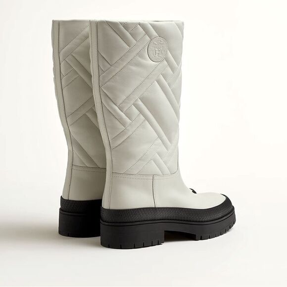 Hermes White calf leather Fuji Weather mid height Boot NIB 38.5 - Picture 3 of 14